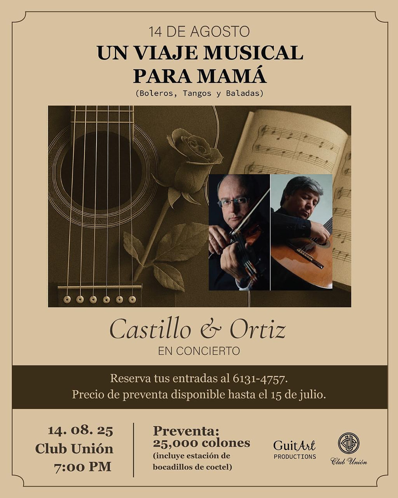 Afiche de Un viaje musical para mamá con el dúo Castillo y Ortiz